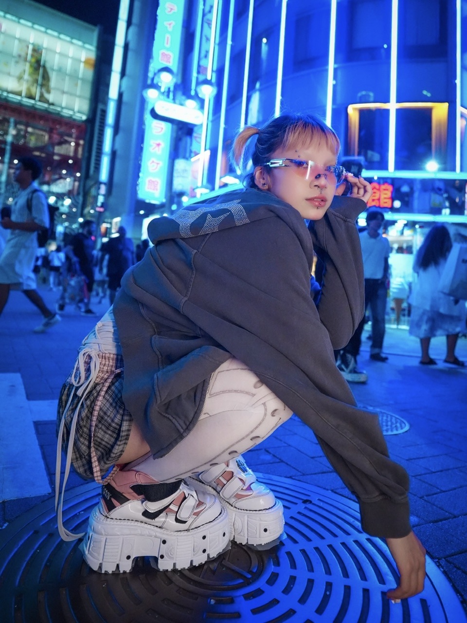 【NMTXU】rhinestone design zip parka / 【エヌエムティーエックスユー】ラインストーンデザインダブルジップパーカー