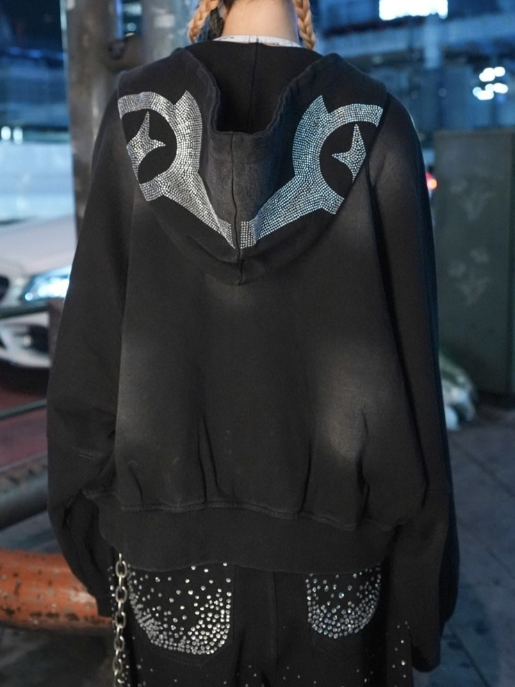 NMTXU】rhinestone design zip parka / 【エヌエムティーエックスユー