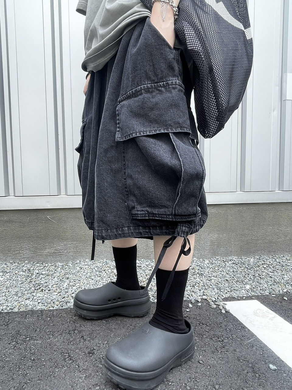 XU エックスユー denim wide half pants 受注制【Never mind the XU】denim wide half pants (2color