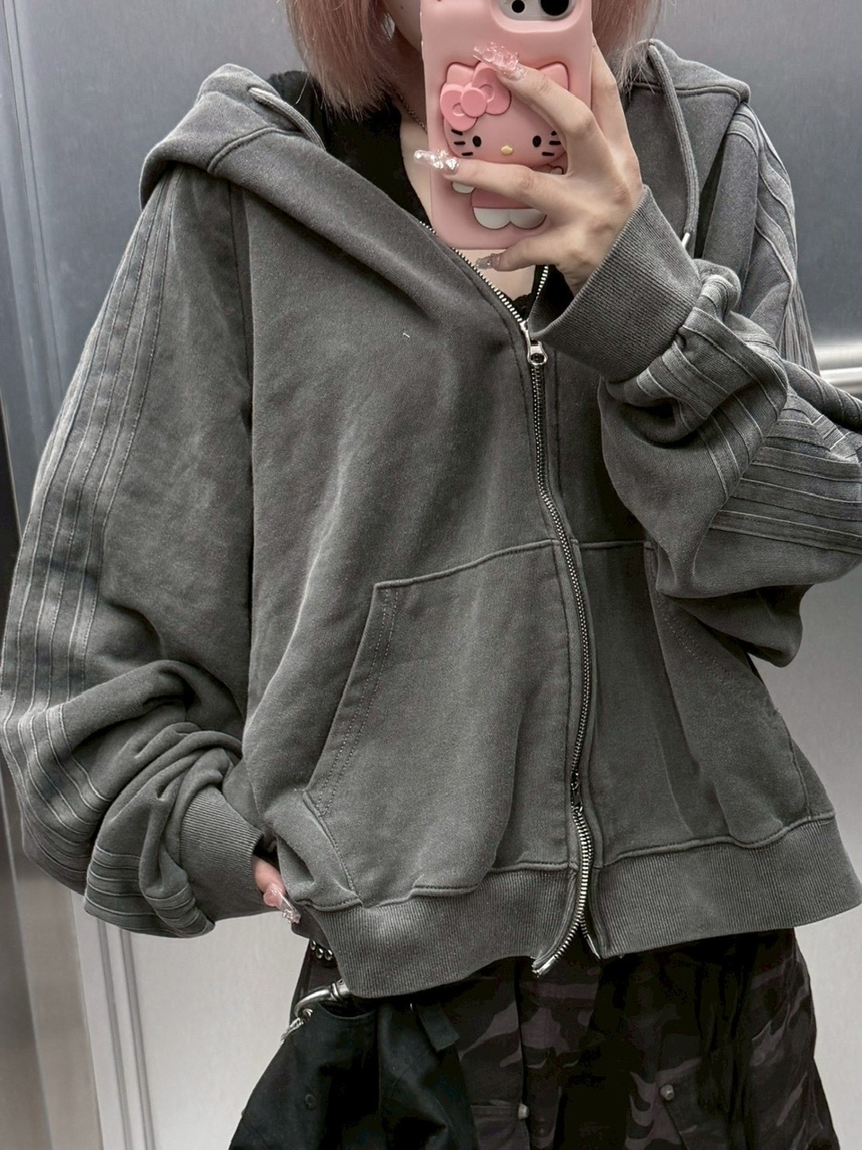 【nmtc +】side line pigment zip up hoodie (2color)