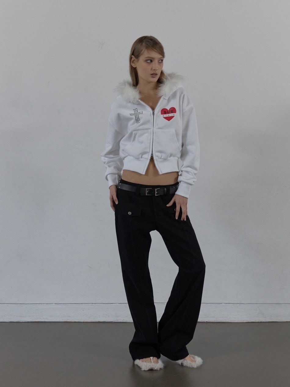 SETUP‐EXE】FUR TRIMMING HOODED ZIP-UP / 【セットアップエグゼ