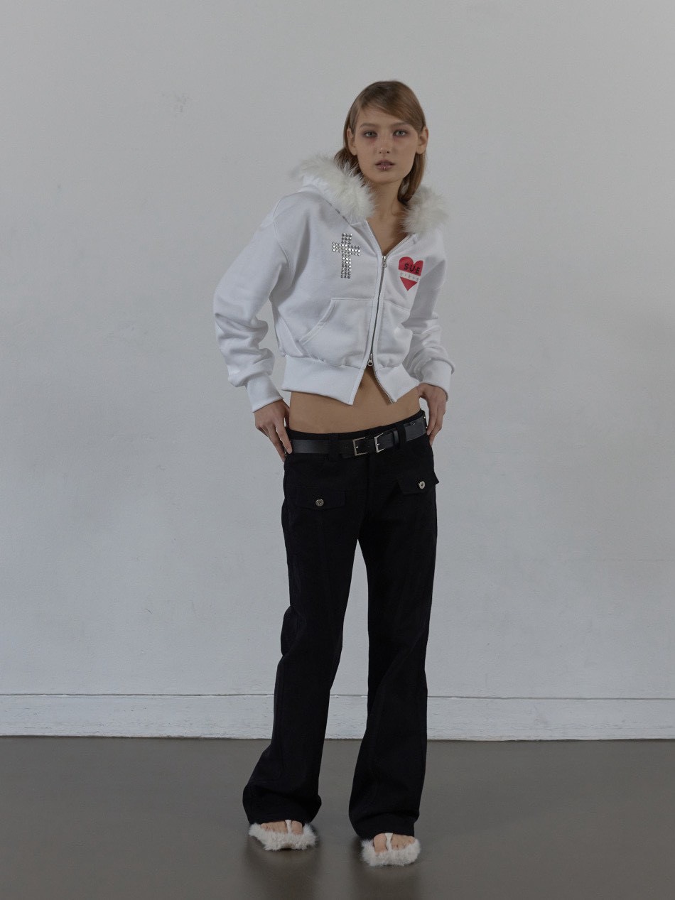 SETUP‐EXE】FUR TRIMMING HOODED ZIP-UP / 【セットアップエグゼ