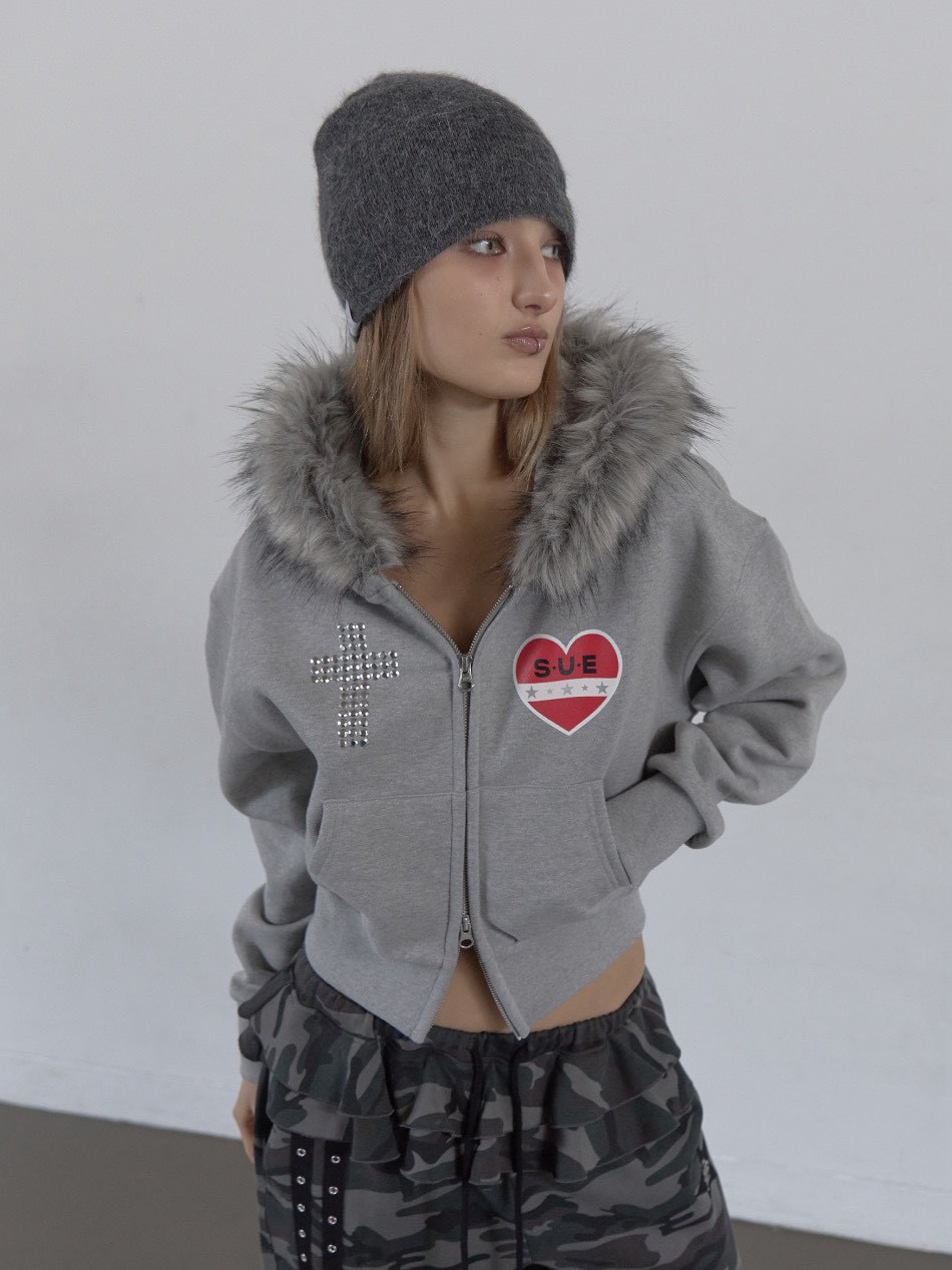 SETUP‐EXE】FUR TRIMMING HOODED ZIP-UP / 【セットアップエグゼ