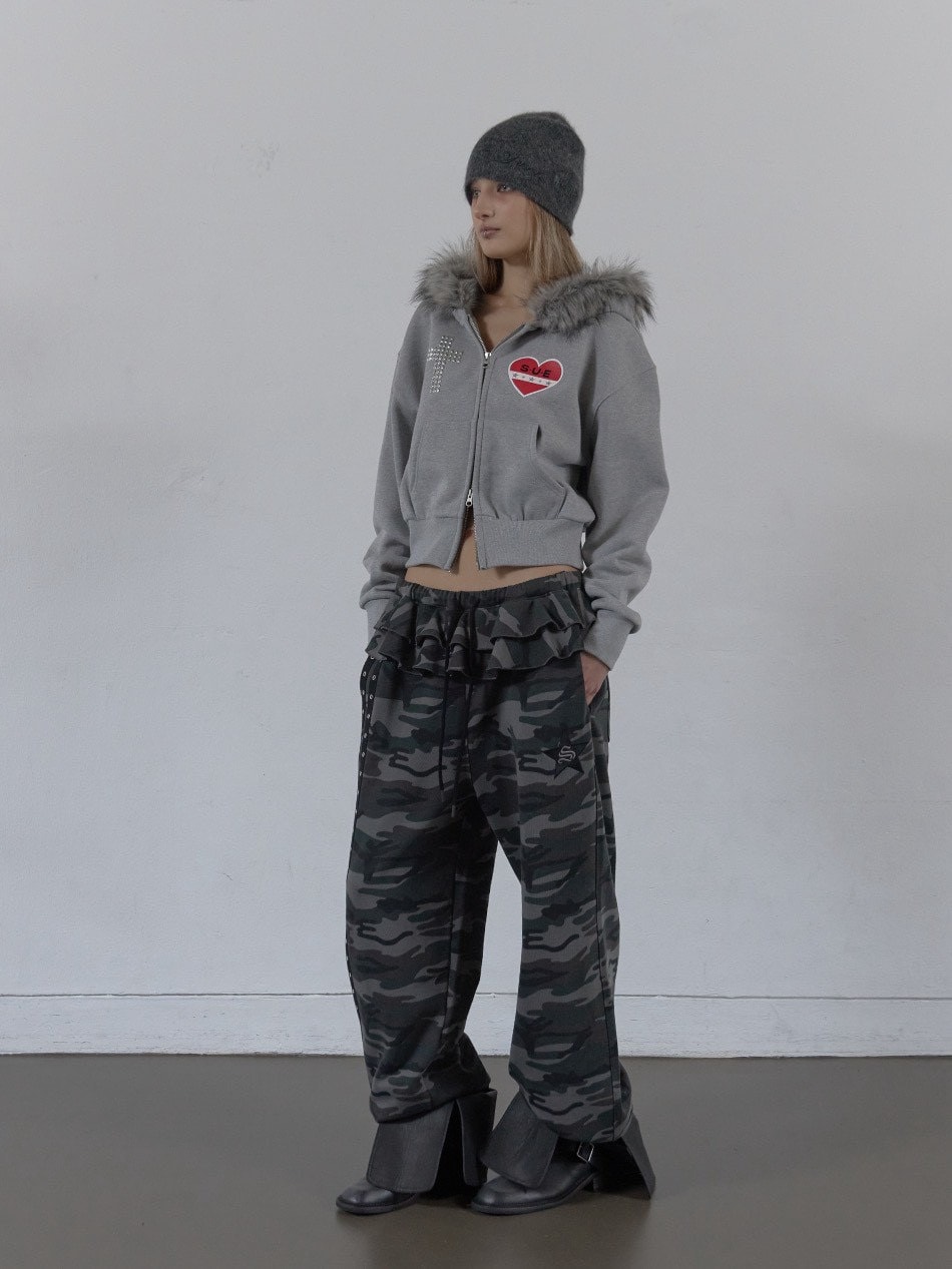 SETUP‐EXE】FUR TRIMMING HOODED ZIP-UP / 【セットアップエグゼ