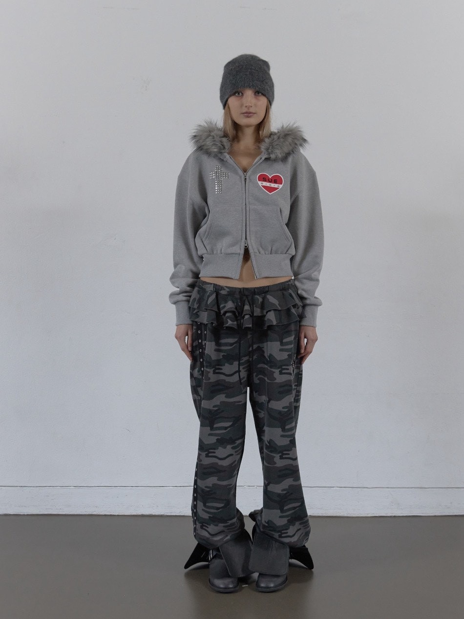 SETUP‐EXE】FUR TRIMMING HOODED ZIP-UP / 【セットアップエグゼ