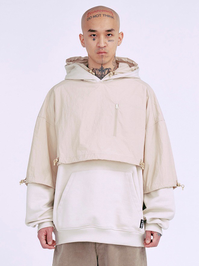 【AJO AJOBYAJO】23FW★ Layered Nylon Hoodie AJOBYAJO】Layered Nylon Hoodie | OUR BRAND,AJOBYAJO