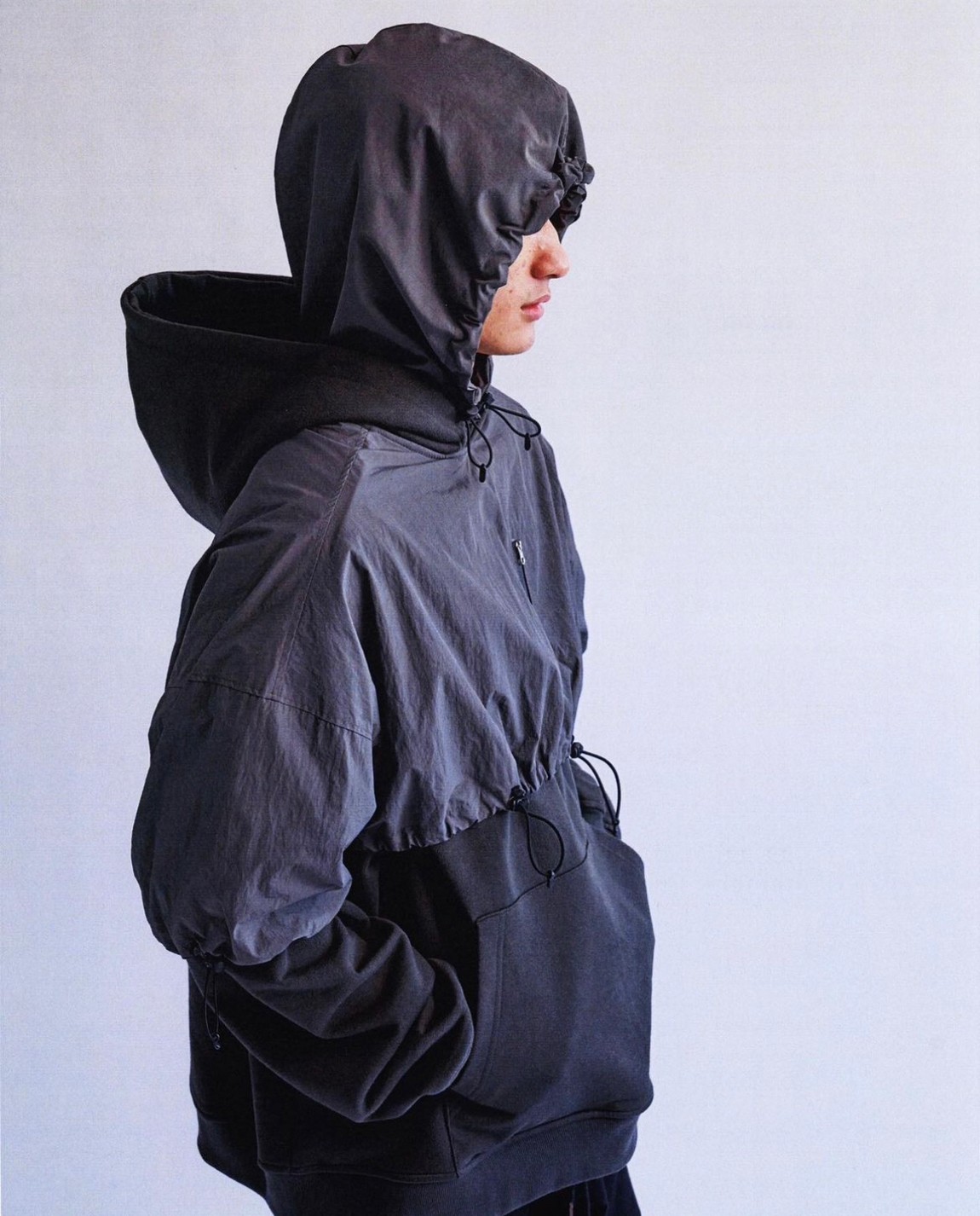 【AJOBYAJO】Layered Nylon Hoodie