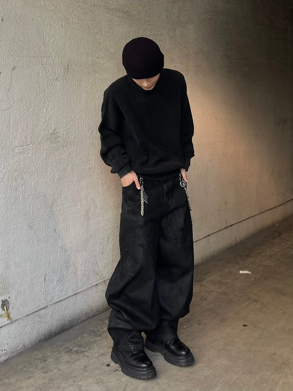 コーティングデニム COATING DENIM PANTS wide baggy silver coating denim trousers / ワイドバギー銀箔