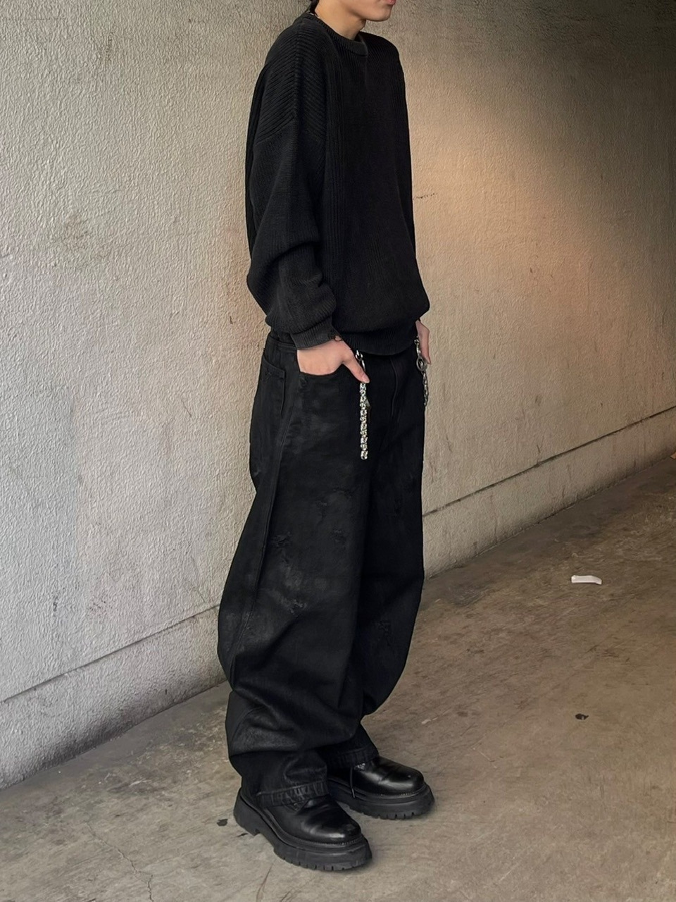 コーティングデニム COATING DENIM PANTS Project GR(プロジェクトジーアール) COATED BACKWARD JEANS