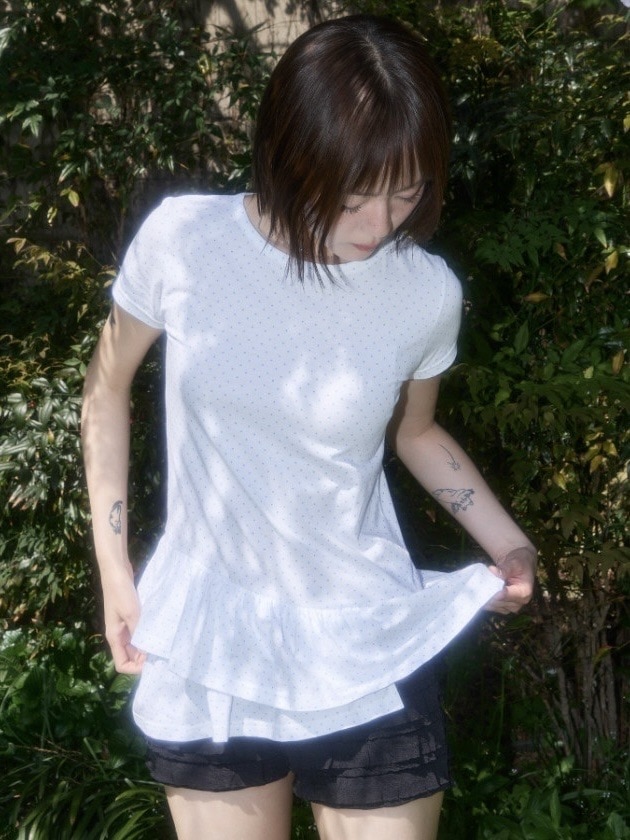 FANCY CLUB】Frill Layered Dot Tee | OUR BRAND,FANCY CLUB