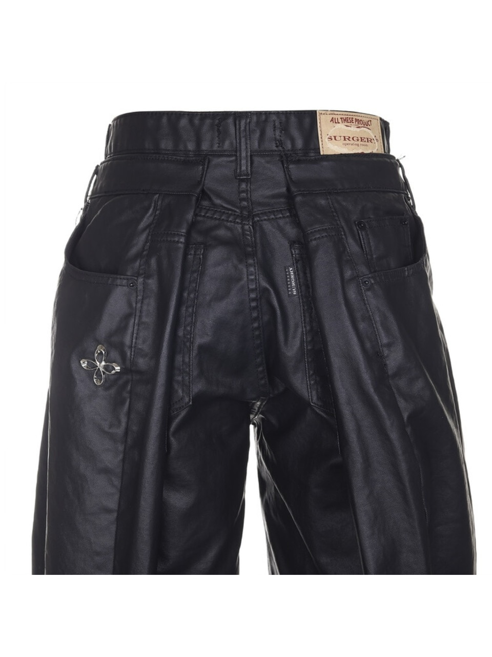 デニム・ジーパン SURGERY double folding over wide baggy jeans destroyed black デニム・ジーパン SURGERY double folding over wide baggy