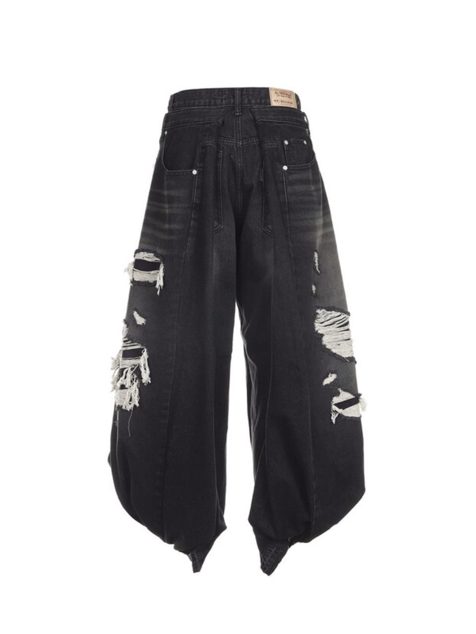 デニム・ジーパン SURGERY double folding over wide baggy jeans destroyed black SURGERY】surgery double folding over wide baggy jeans