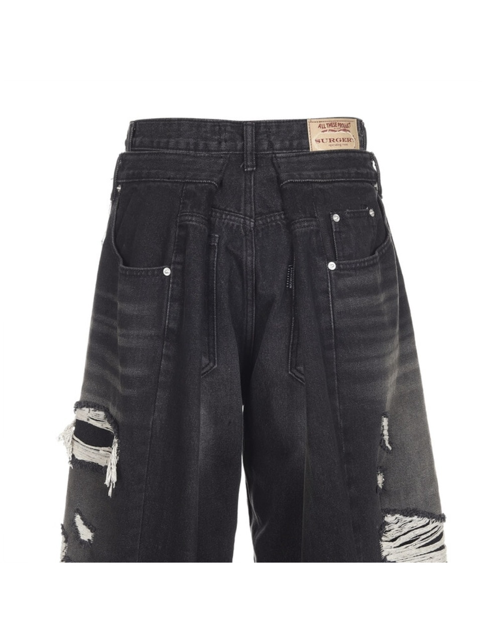 SURGERY★Double Folding Over Wide Baggy Jeans★ハンドメード SURGERY】surgery double folding over wide baggy jeans