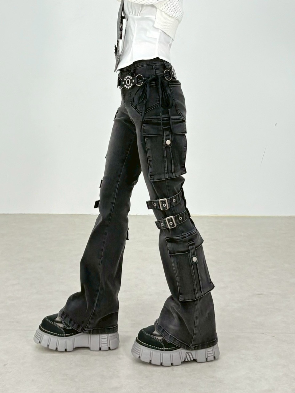 9/5 20:00発売【NMTXU】flare cargo denim pants / 【エヌ