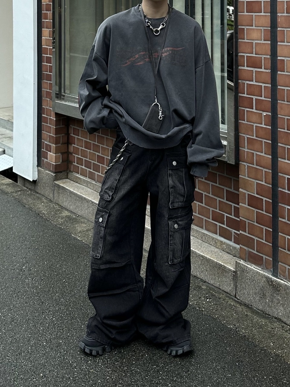 大阪店WEB限定受注制【Chikashitsu +】multi pocket cargo denim