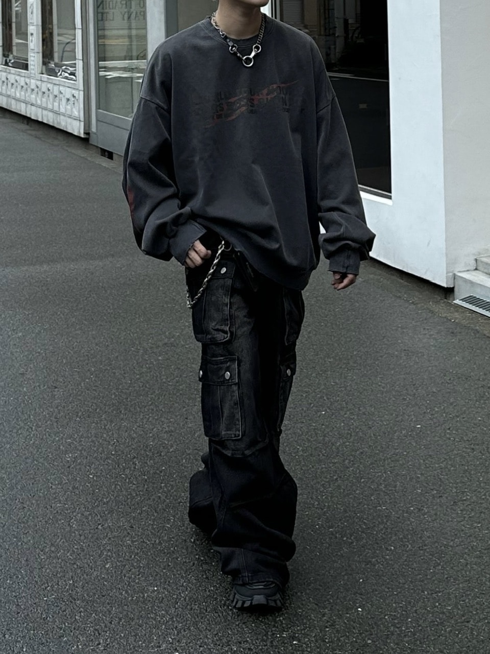 大阪店WEB限定受注制【Chikashitsu +】multi pocket cargo denim pants