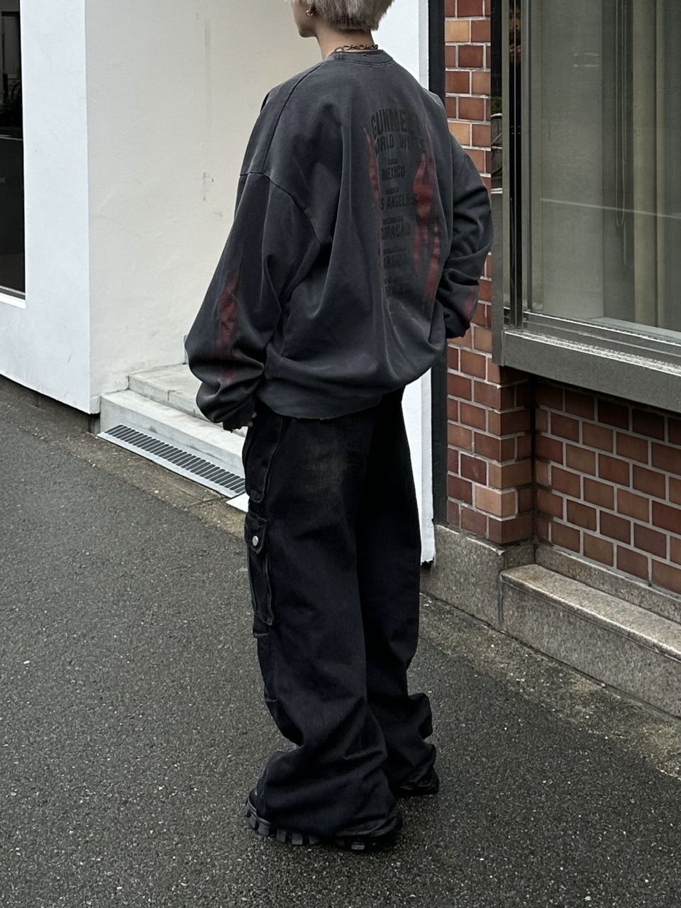 大阪店WEB限定受注制【Chikashitsu +】multi pocket cargo denim pants