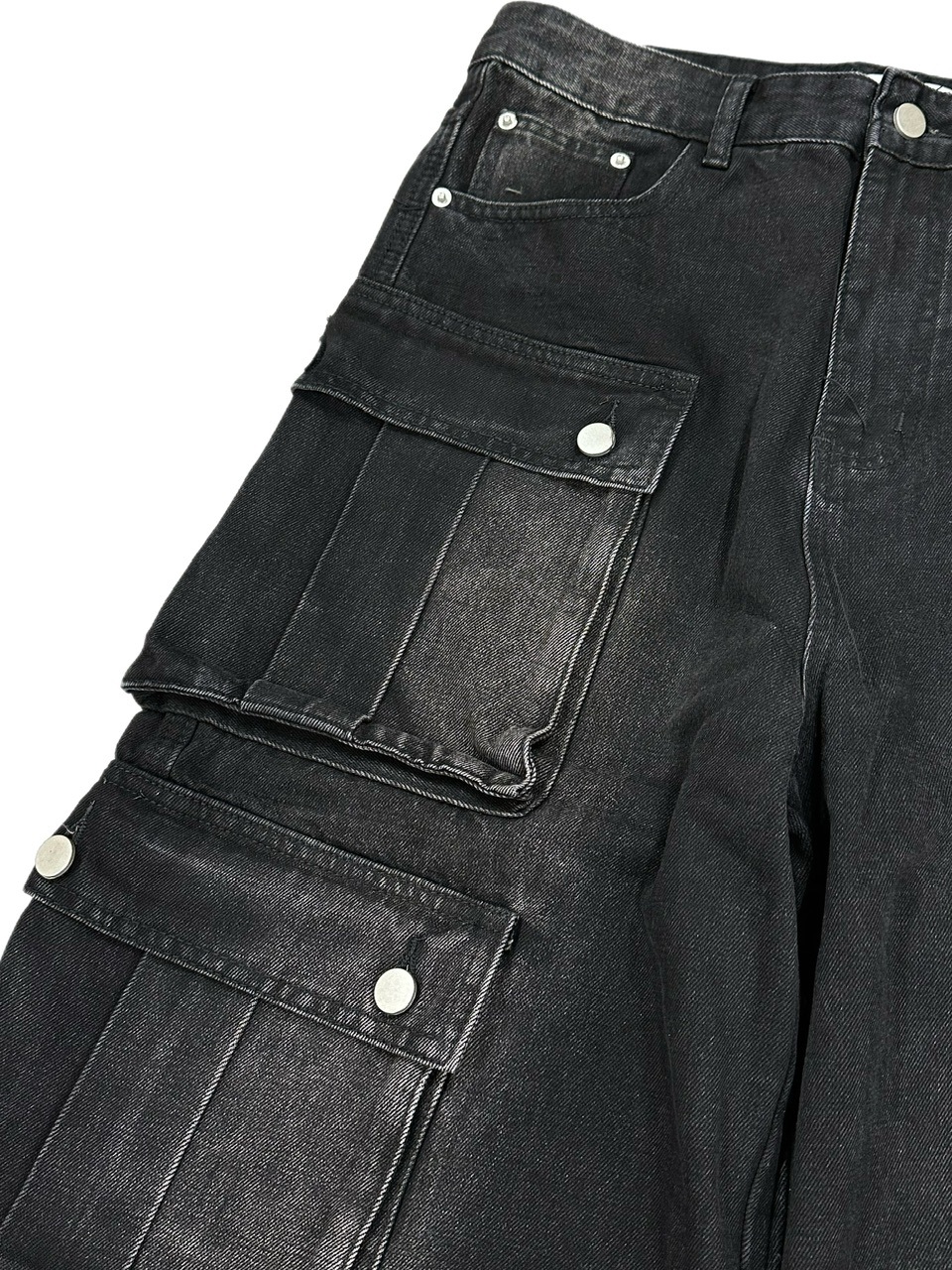 大阪店WEB限定受注制【Chikashitsu +】multi pocket cargo denim pants