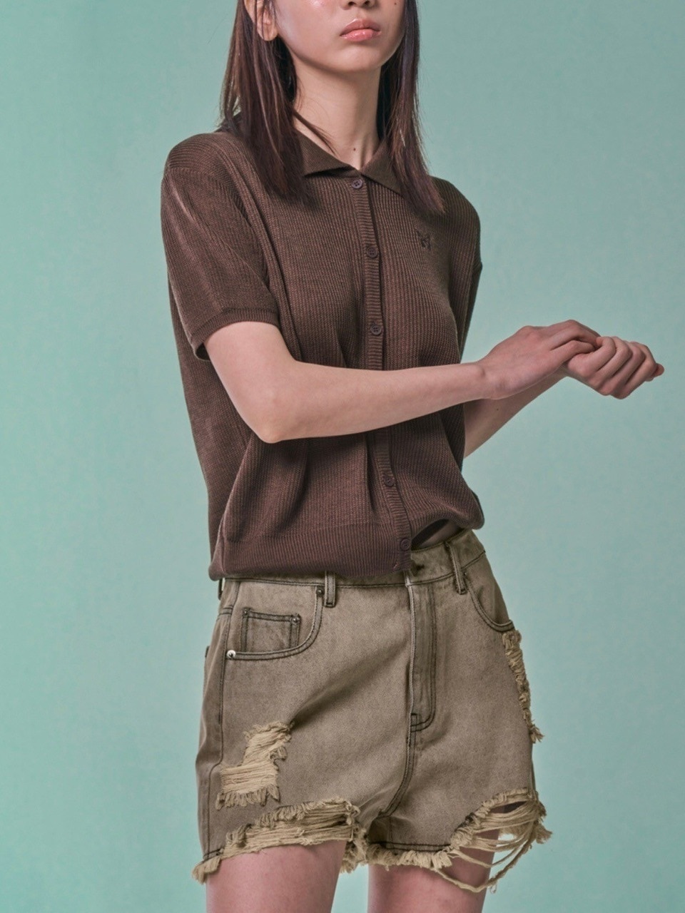 [FANCY CLUB] VINTAGE DENIM SHORTS FQD879 /追跡付 FANCY CLUB] VINTAGE DENIM SHORTS (SAND BROWN) FQD879
