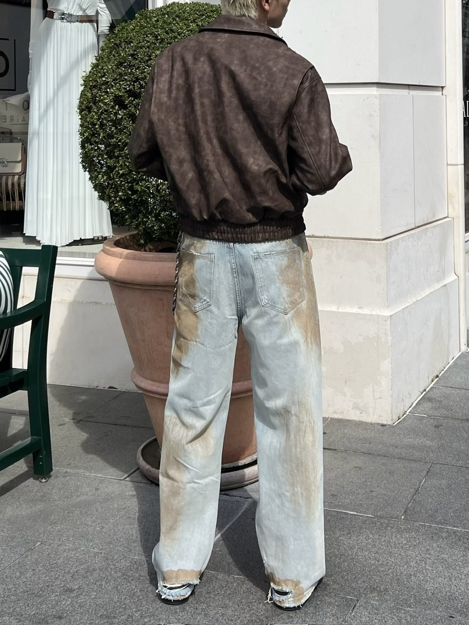 Chikashitsu + ダメージデニムセット 受注制【Chikashitsu +】vintage wash damage denim pants