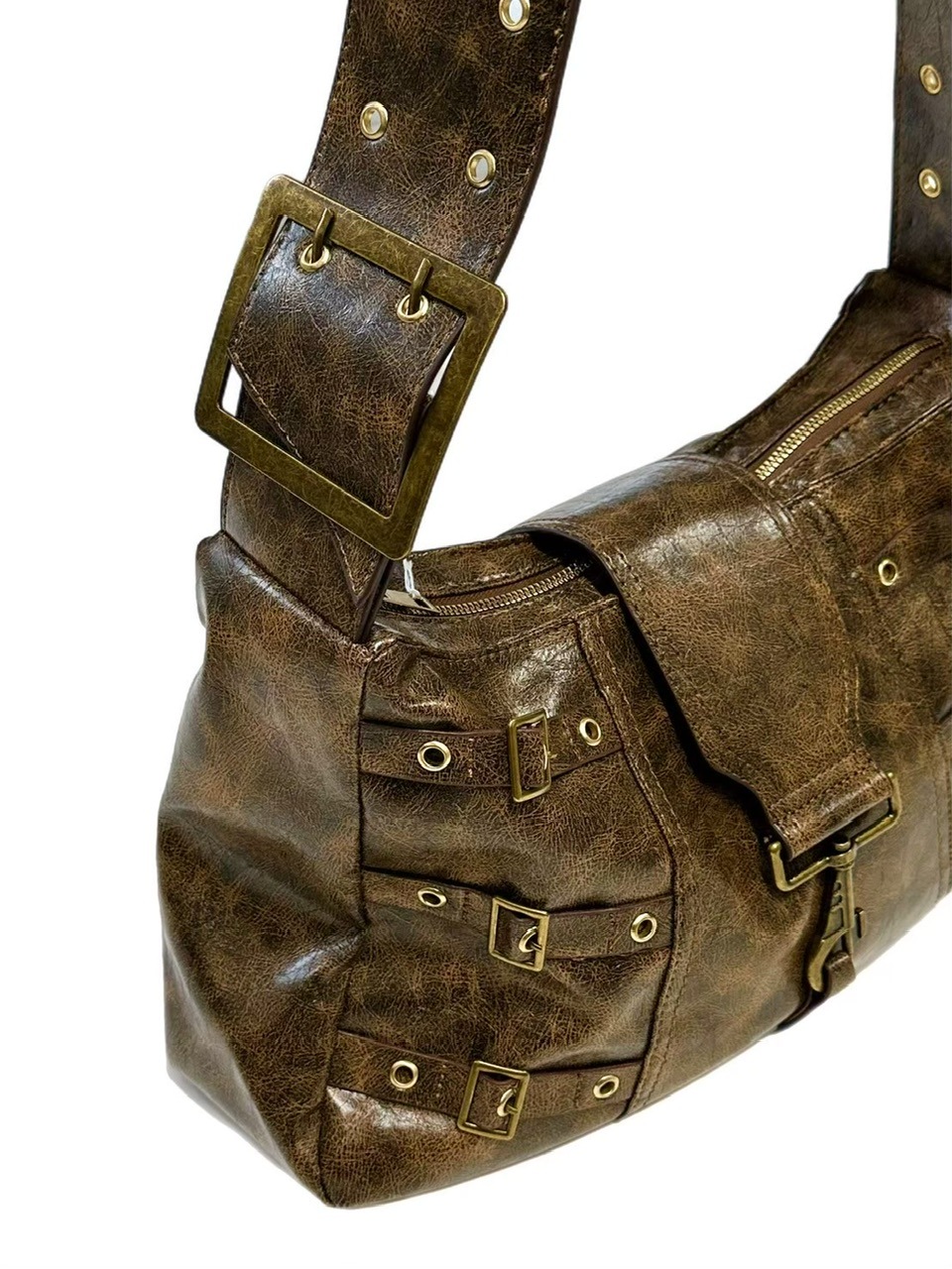 レトロ　アンティーク　革製　鞄 茶色 本革 レトロ アンティークメセッジバッグ ショルダーバッグ