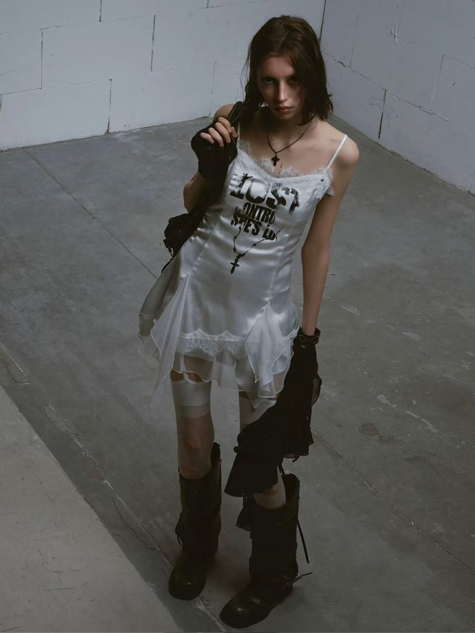 Cest Nous】Satin Lace Camisole Dress / 【セヌー】サテン