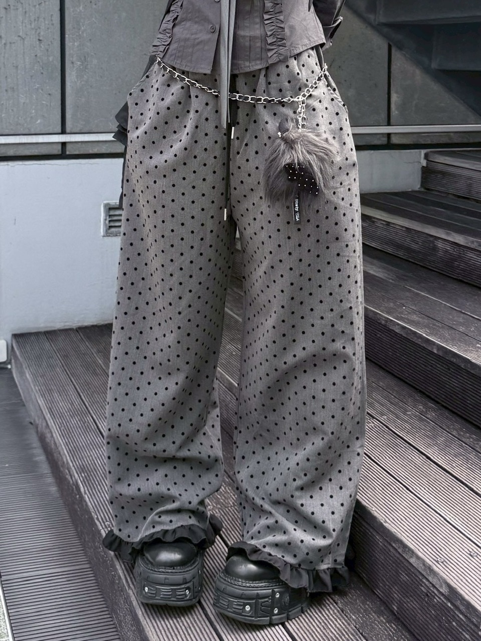 nmtc +】dot frill pants / 【エヌエムティーシープラス】ドットフリル