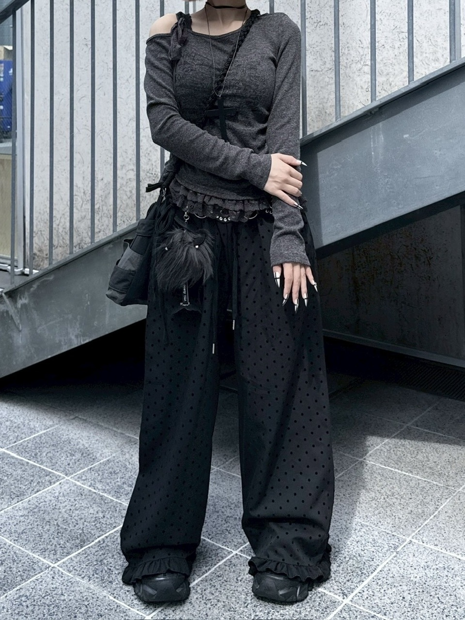 nmtc +】dot frill pants / 【エヌエムティーシープラス】ドットフリル