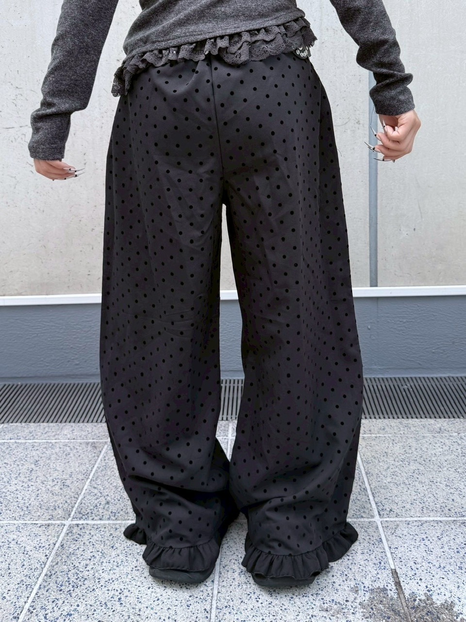 nmtc +】dot frill pants / 【エヌエムティーシープラス】ドットフリル