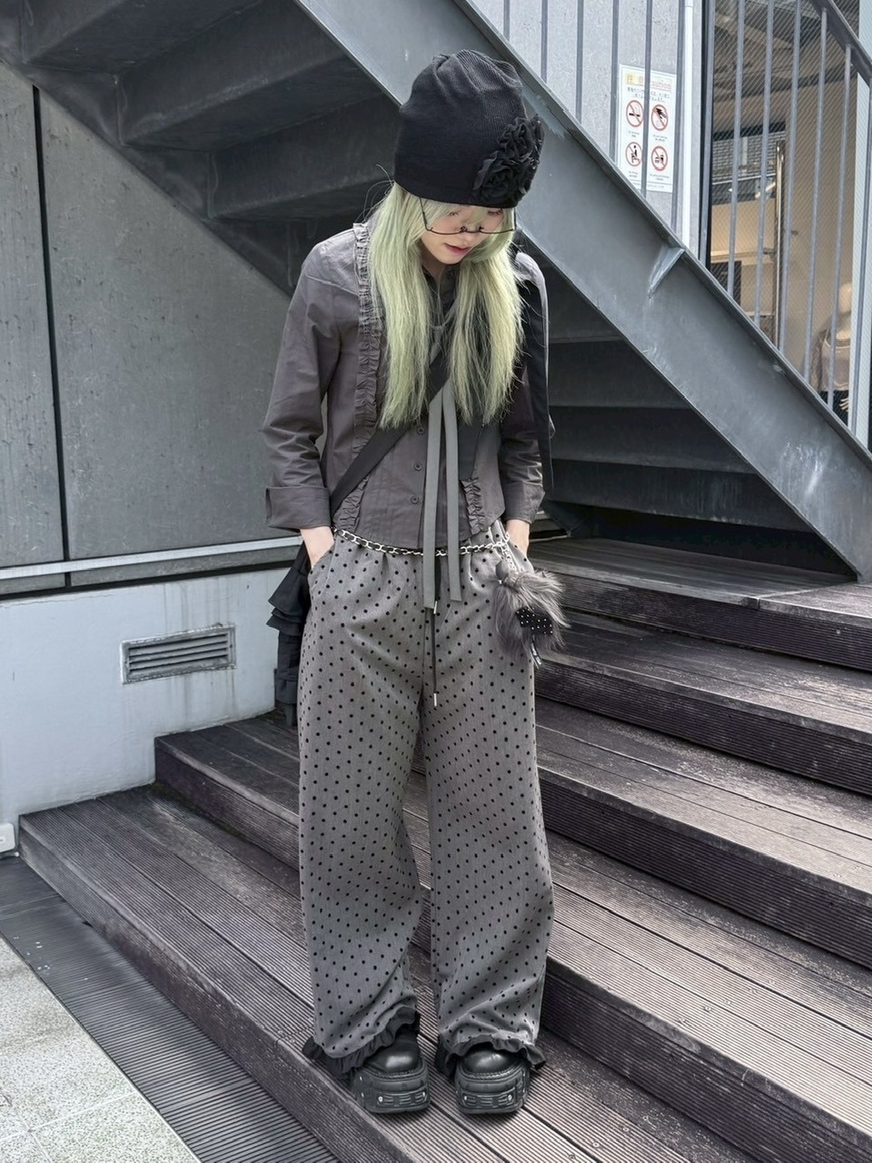 パンツ treat urself lace up frill pants (pink) treat urself lace up frill pants (pink)