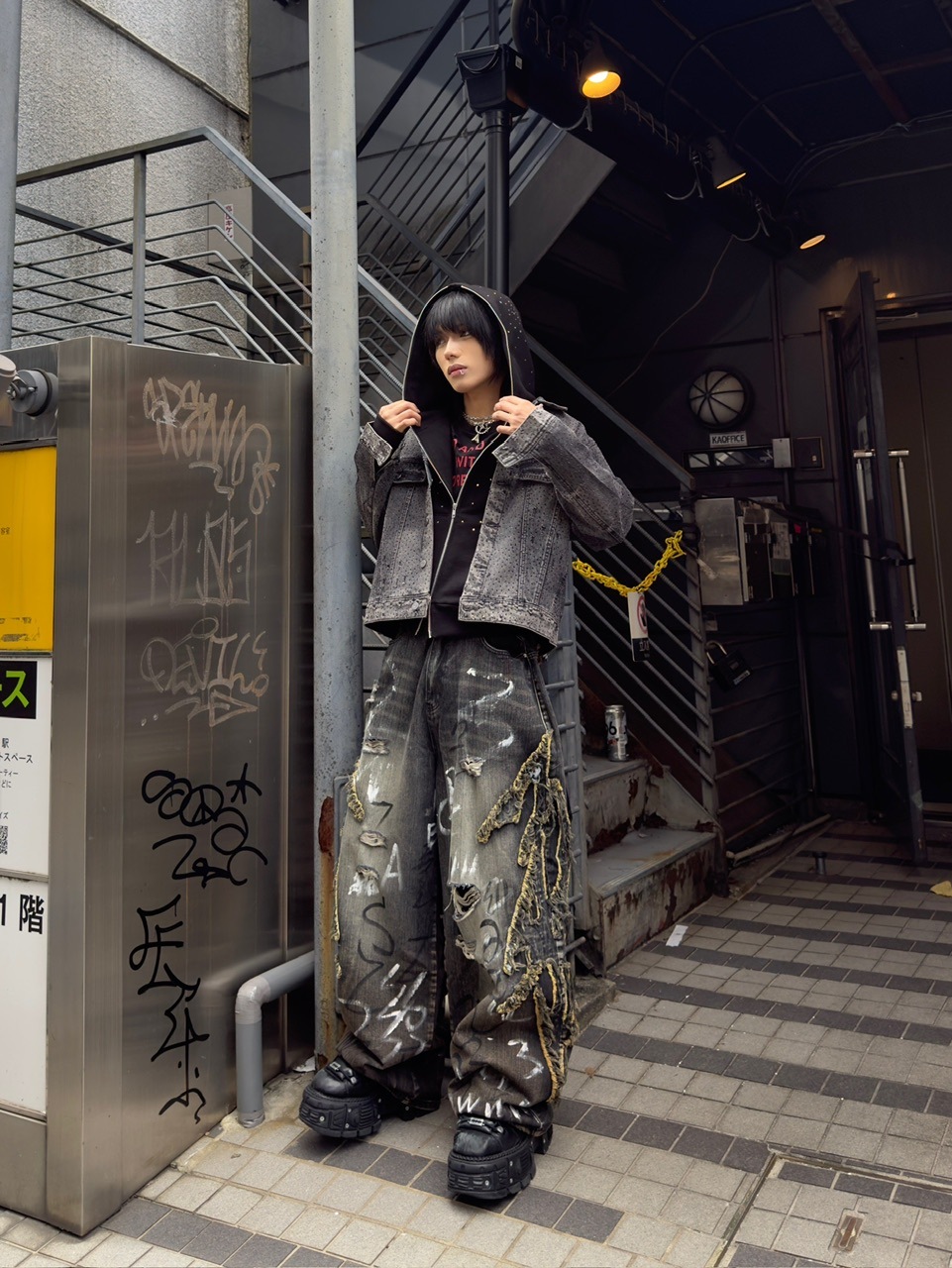 デニム ラインストーン ジャケット Never mind the XU】rhinestone denim jacket / 【ネバーマインドザ