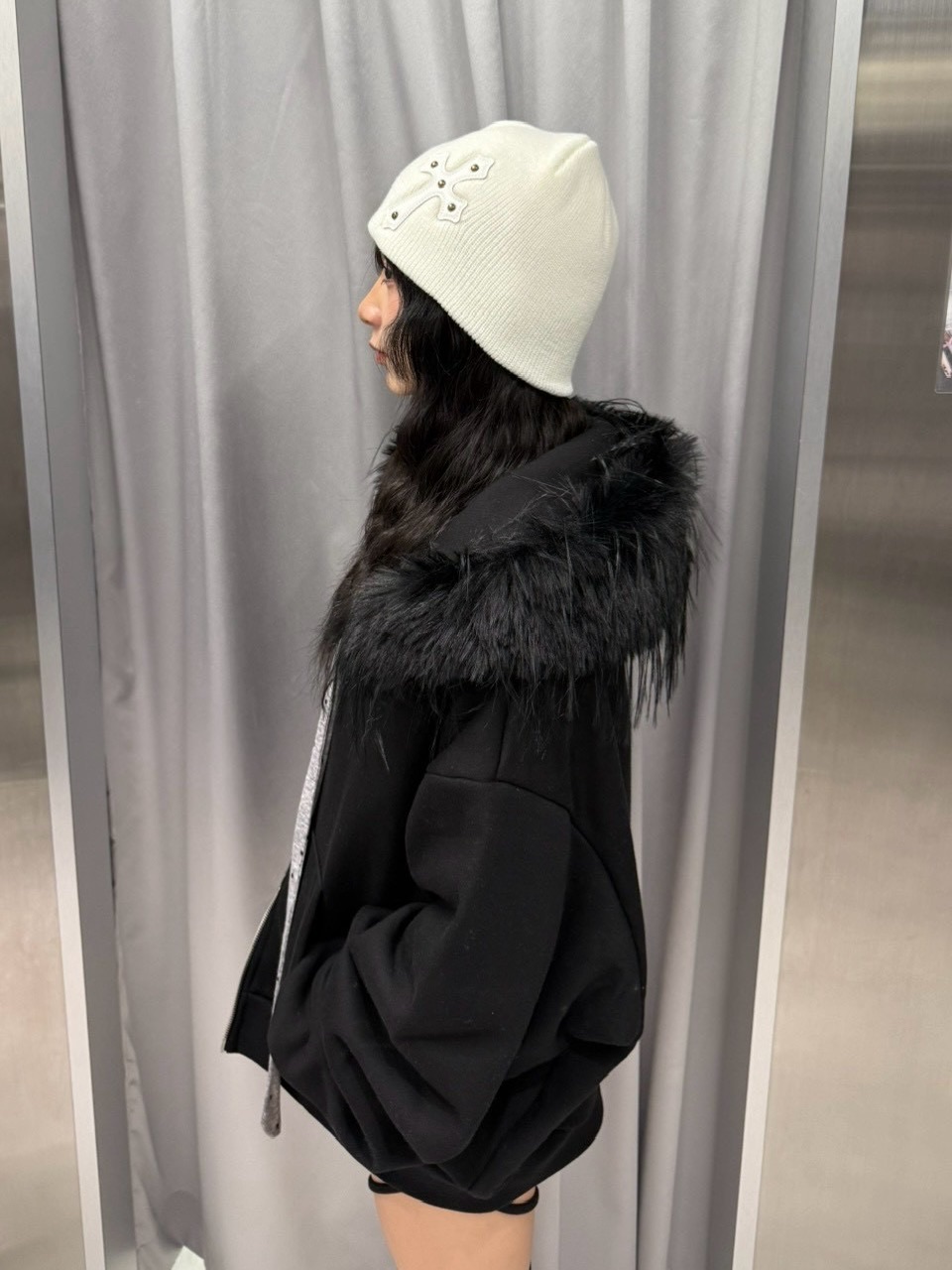 ぷぅ様 受注制【nmtc +】simple fur zip up hoodie 【エヌエムティーシー