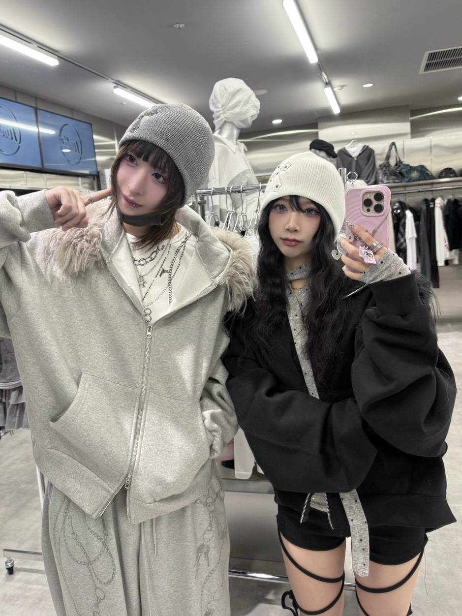 受注制【nmtc +】simple fur zip up hoodie 【エヌエムティーシー
