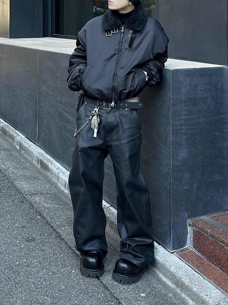 「pompom」 大阪店WEB限定受注制【Chikashitsu +】cropped mouton bomber jacket