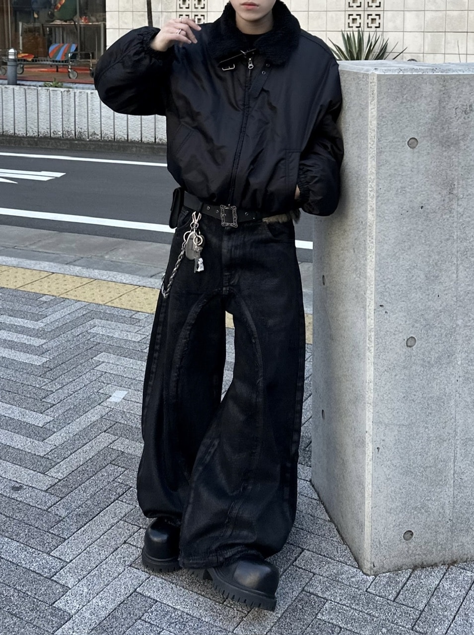 大阪店WEB限定【Chikashitsu +】cropped mouton bomber jacket