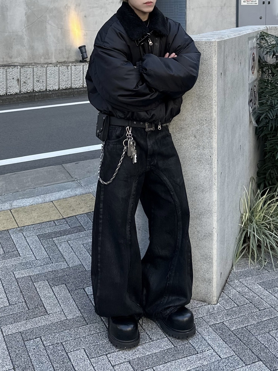 大阪店WEB限定受注制【Chikashitsu +】cropped mouton bomber jacket