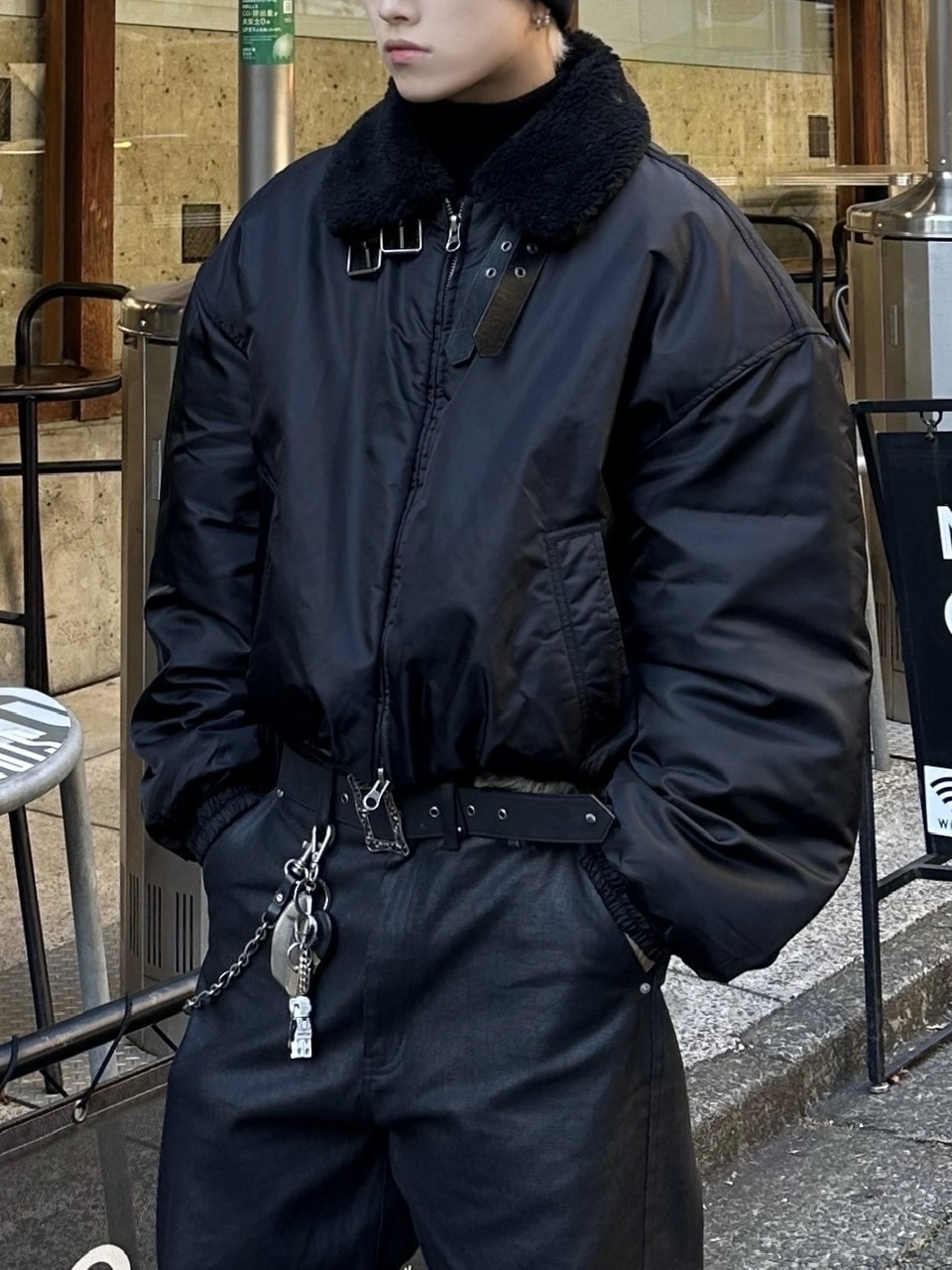 大阪店WEB限定受注制【Chikashitsu +】cropped mouton bomber jacket