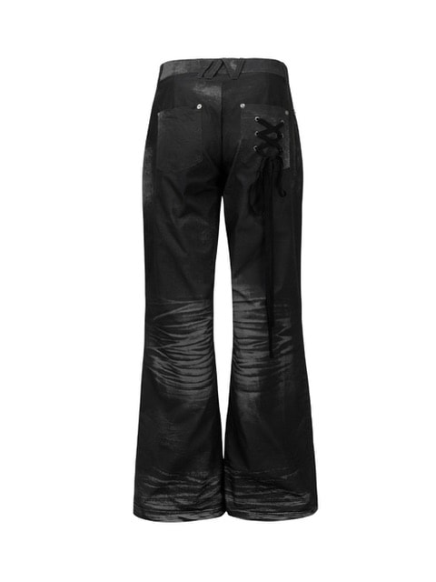 【NACHE】24ss RACE UP PRINTED PANTS NACHE-RACE UP PRINTED PANTS(BLACK) wmstore