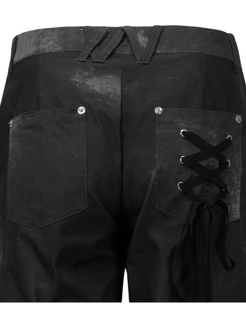 【NACHE】24ss RACE UP PRINTED PANTS NACHE-RACE UP PRINTED PANTS(BLACK) wmstore