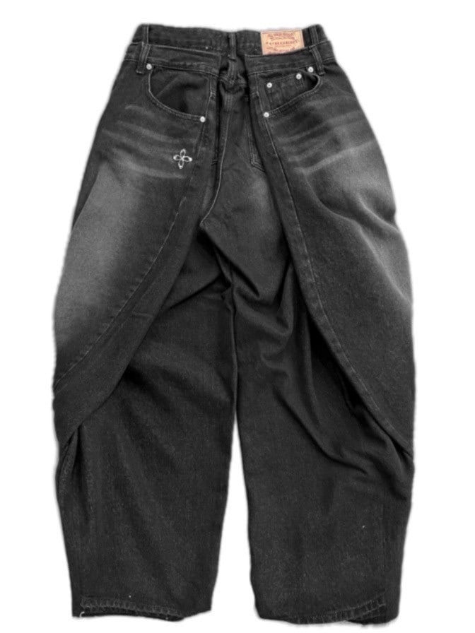 【SURGERY】double folding over wide baggy jeans coated black 3/30再入荷【SURGERY】double folding over wide baggy jeans
