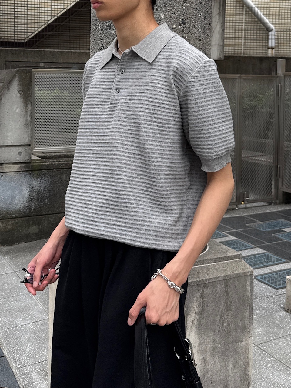 東京店WEB限定受注制【Chikashitsu +】Dry-Touch Rib Knit Polo