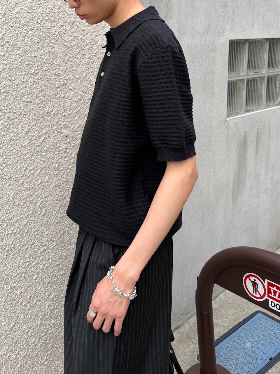 受注制【Chikashitsu +】wool touch lib knit polo (4color