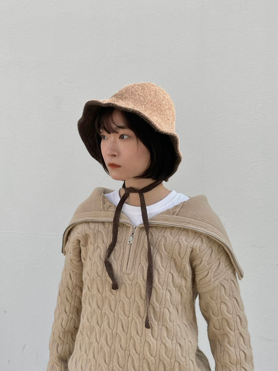 受注制【Chikashitsu +】zip neck long sleeve knit (3color) main image 1