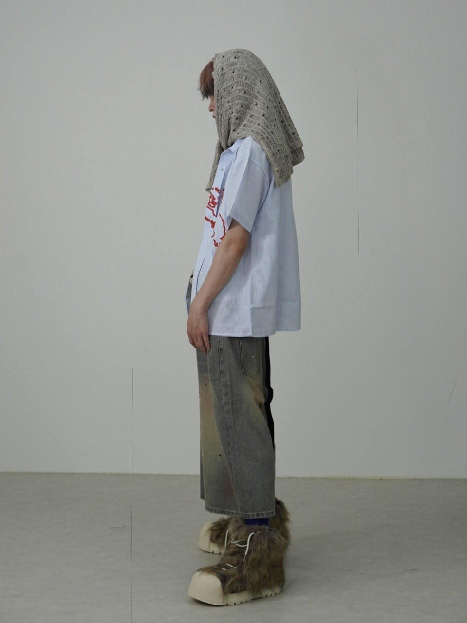 パンツ Ron-yu Nerd out XU】pink washed seven quarte denim pants / 【ナード