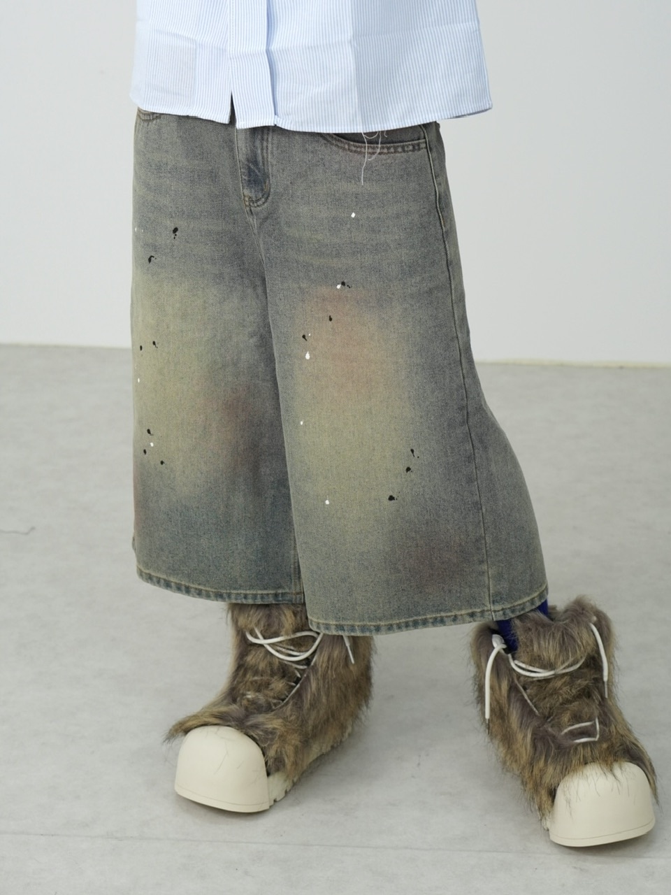 パンツ Ron-yu Nerd out XU】pink washed seven quarte denim pants / 【ナード