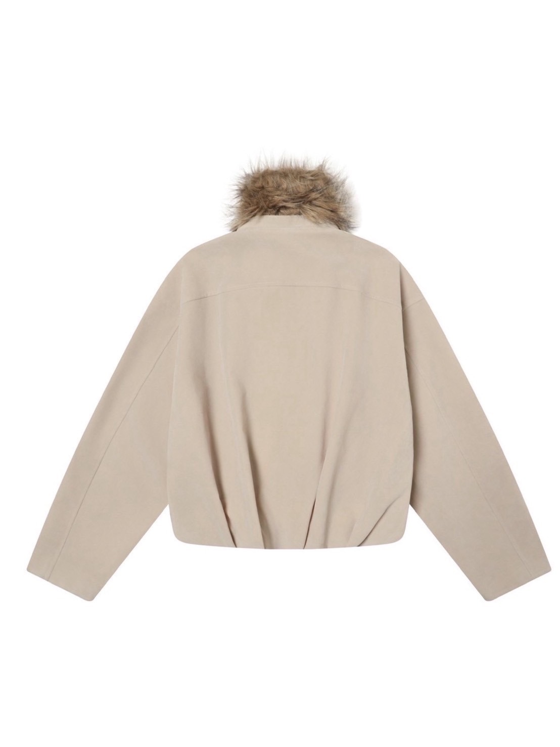 TGNS】Fur Collar Pleated Detachable Collar Jacket / 【ツーガンズ