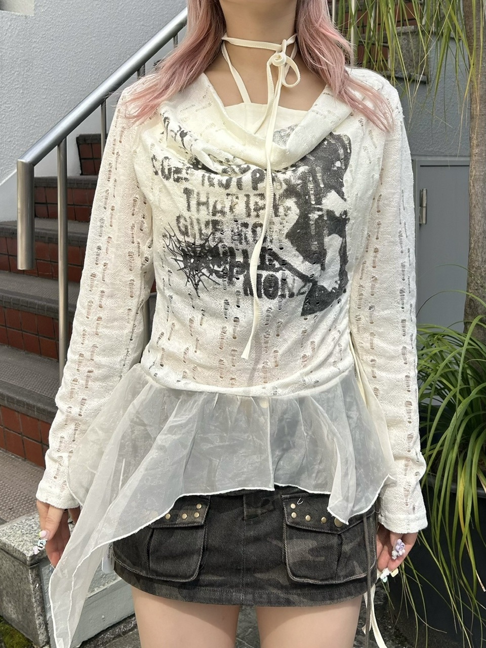 Never mind the XU】see-through loose tops / 【ネバーマインドザ