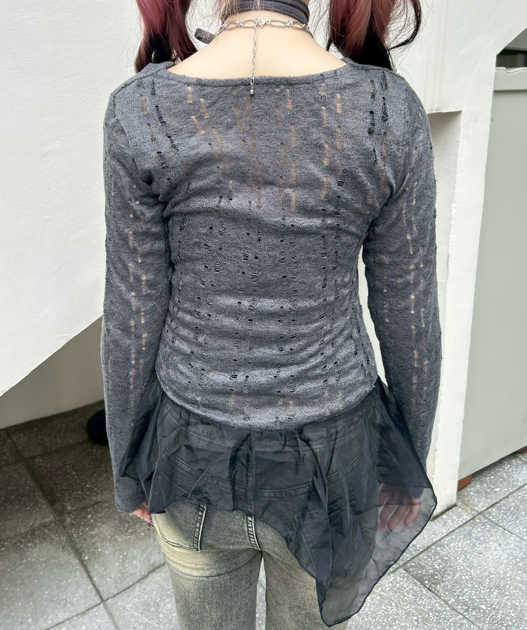 Never mind the XU】see-through loose tops / 【ネバーマインドザ