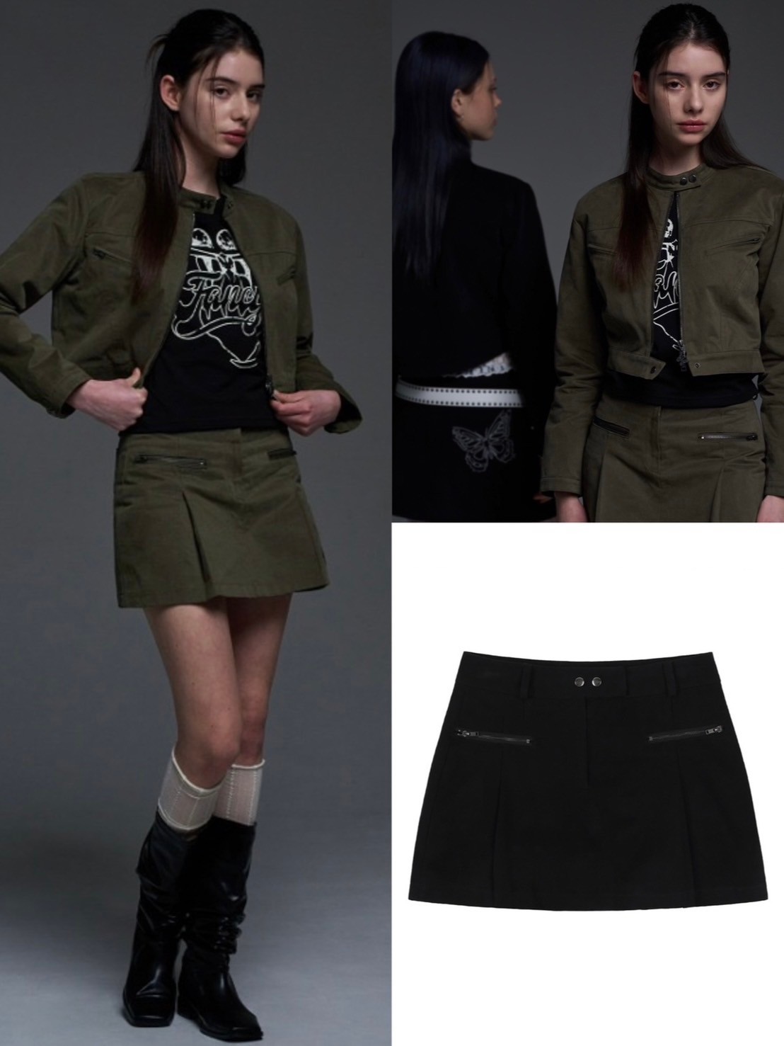 【NASTY FANCY CLUB】BIKER PINTUCK MINI SKIRT