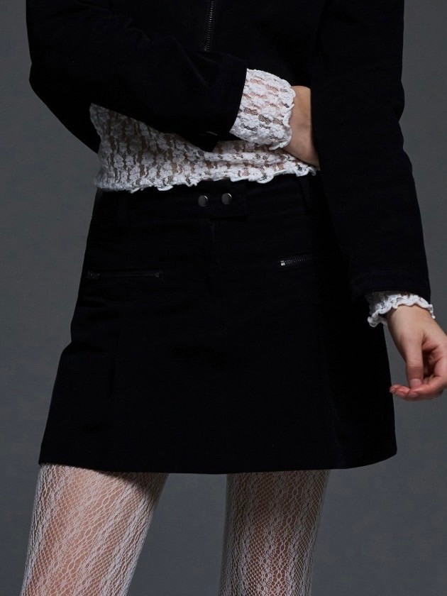 【NASTY FANCY CLUB】BIKER PINTUCK MINI SKIRT